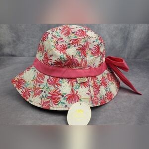 NaRaYa Tropical  Flowers Theme Wide Brim Sun Hat Summer Beach Pool NWT